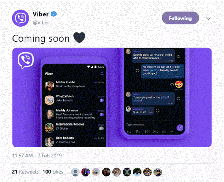 Мессенджер Viber обновился и получил долгожданную темную тему, правда пока только для Android