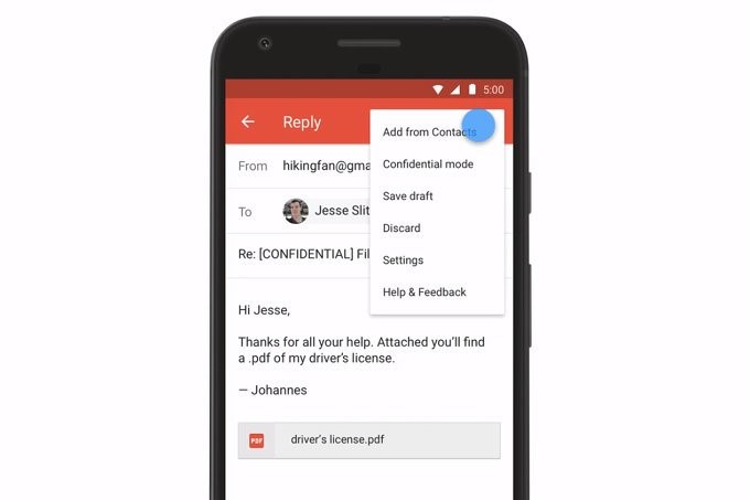Для приложения Gmail стал доступен конфиденциальный режим