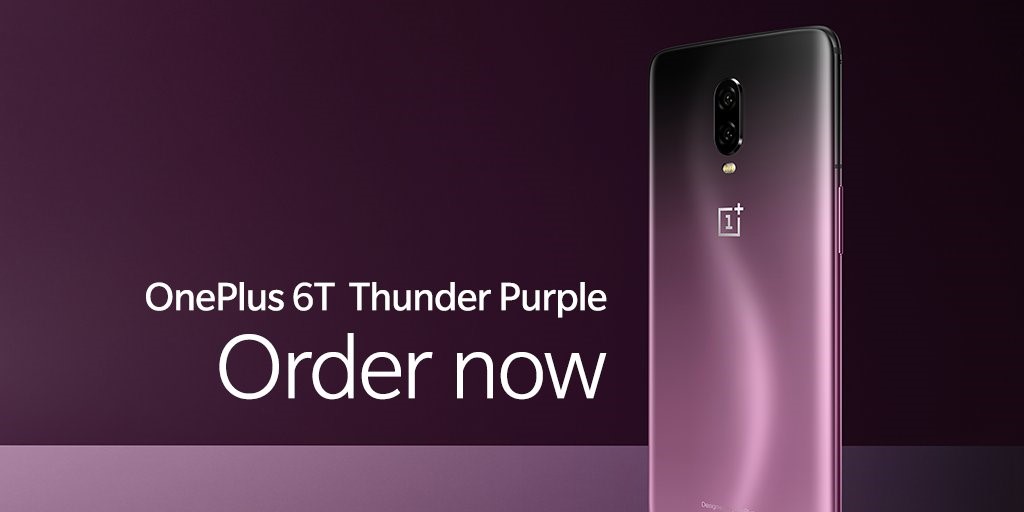 OnePlus 6T стал доступен в градиентном цвете Thunder Purple