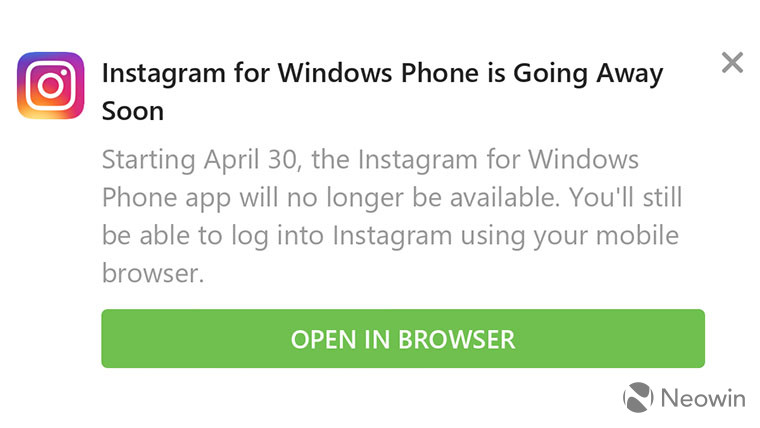 30 апреля Instagram прекратит поддержку приложения на Windows 10 Mobile