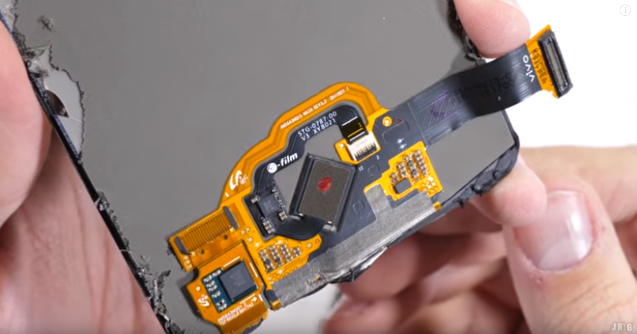 JerryRigEverything разобрал смартфон Vivo X20 Plus UD и показал подэкранный сканер отпечатков пальцев