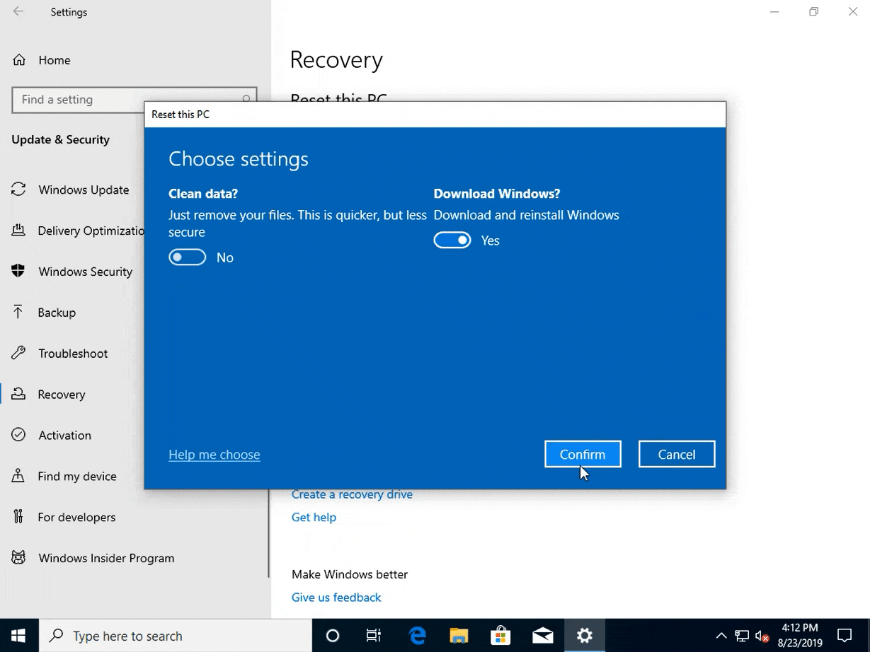 В Windows 10 появится возможность переустановки системы из облака