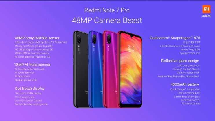 Представлены смартфоны Redmi Note 7 Pro и Redmi Note 7