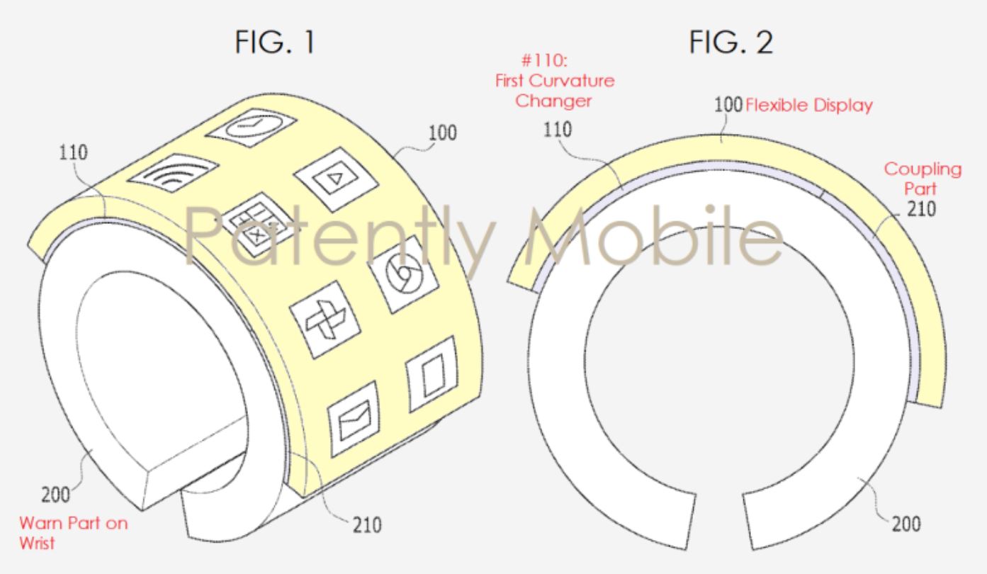 Samsung запатентовала браслет со съемным гибким экраном