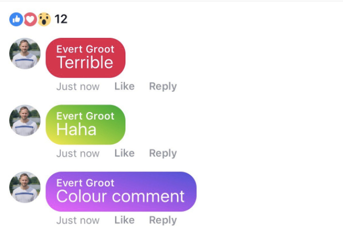 Facebook тестирует цветные комментарии