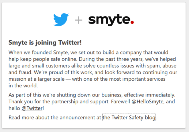 Twitter приобрела компанию Smyte