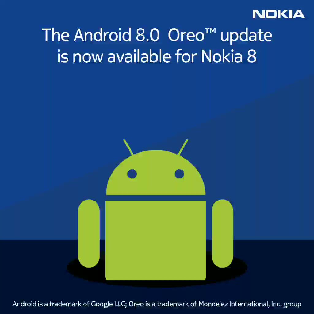 Для смартфонов Nokia 8 начинает распространяться обновление ОС до Android 8.0 Oreo