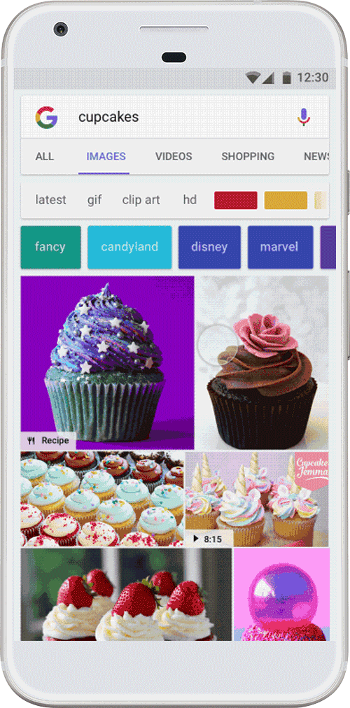 Google обновляет поиск изображений на Android, и добавляет значки, обозначающие вид контента