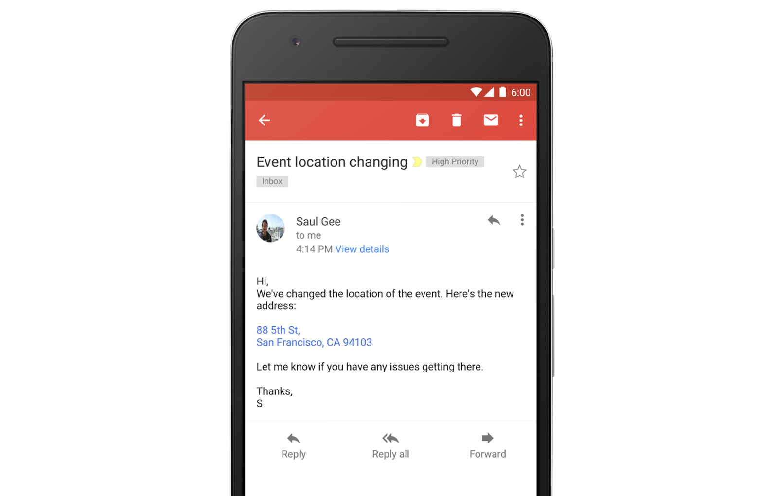 Обновление Gmail превращает адреса и номера телефонов в ссылки