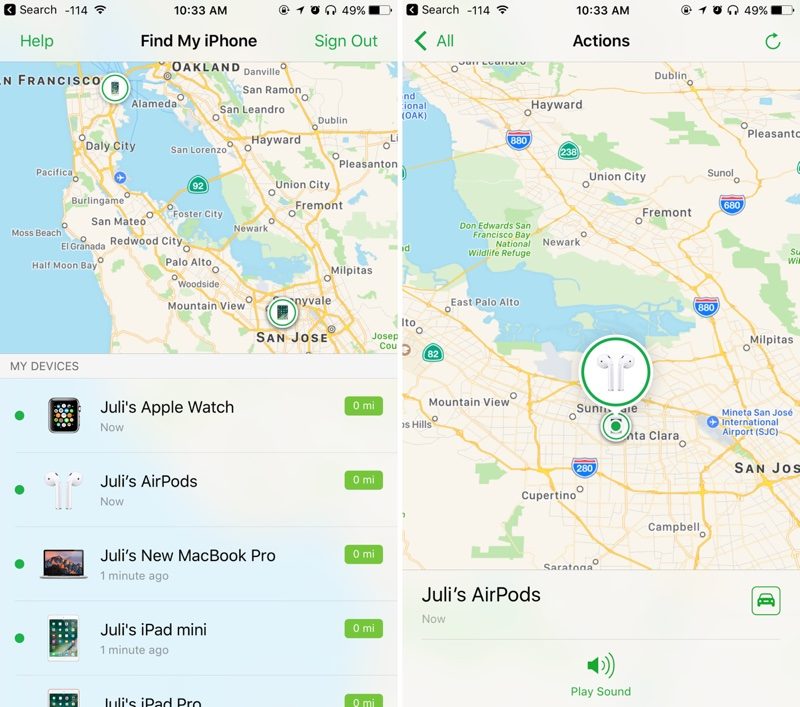 В ОС iOS 10.3 добавлен режим «Find My AirPods» для поиска потерянных наушников AirPods