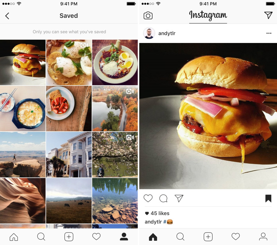 В Instagram для iOS и Android добавлена вкладка для сохраненных фото и видео