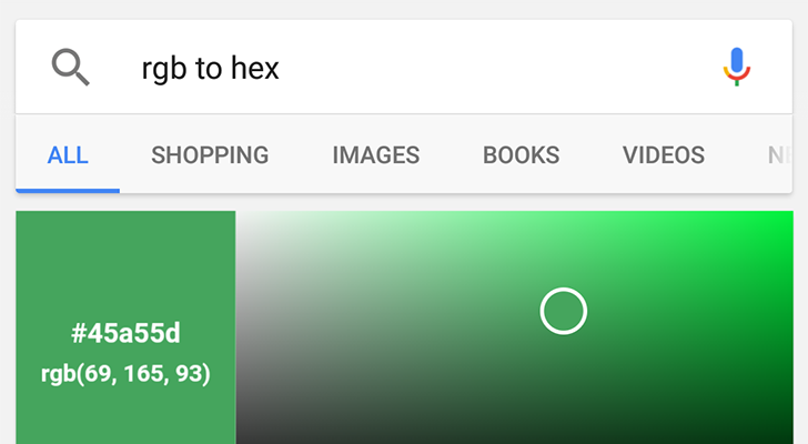 В поиске Google теперь есть конвертер цветов RGB в Hex