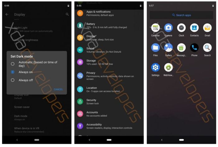 Android 10 Q получит ночной режим для всей системы