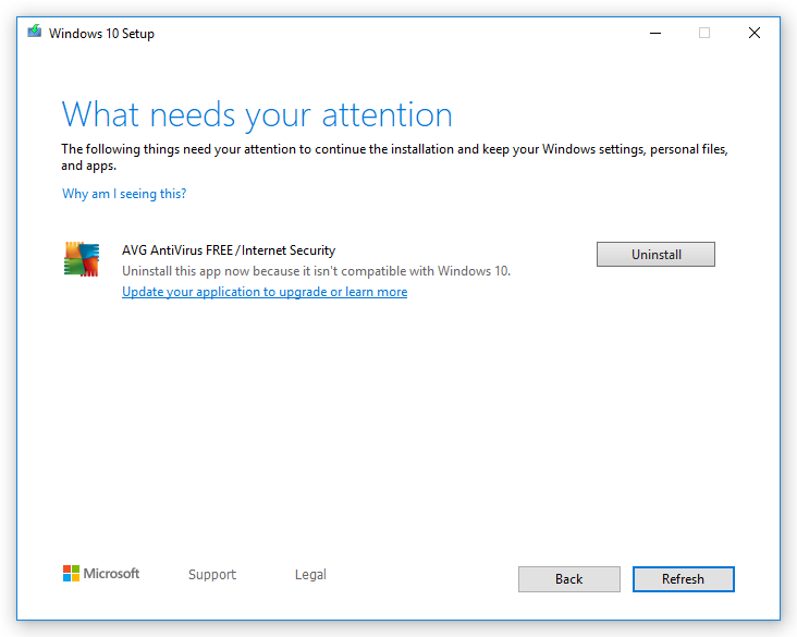 Microsoft блокирует обновление Windows 10 для ПК со старыми версиями антивирусов Avast и AVG
